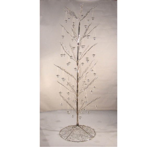 Picture of 10-Foot Tall Nickel Plated  Wire Tree with 48 Hanging Cone Votives  | 56"Wx120"H |  Item No. K79994