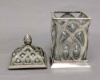 Picture of Silver Plated Square Jar  | 5.5"x5.5"x10"H |  Item No. K79071X "SOLD AS IS"
