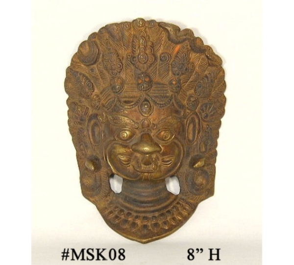 Picture of Brass Wall Mask of Bhairav  | 6"Wx8"H |   Item No. MSK08
