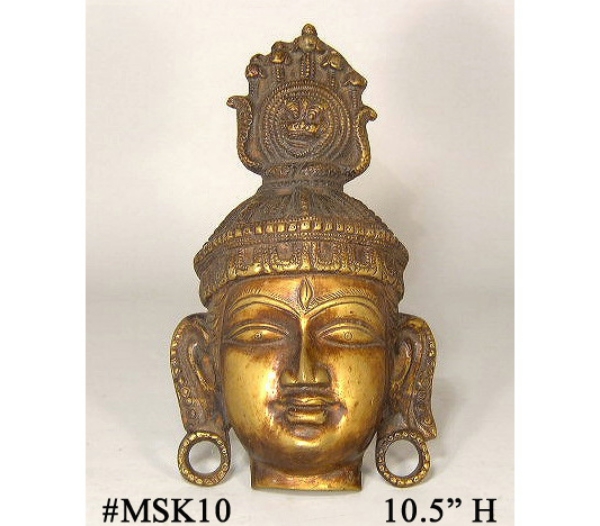 Picture of Brass Wall Mask of King Ashoka  | 6"Wx10.5"H |  Item No. MSK10