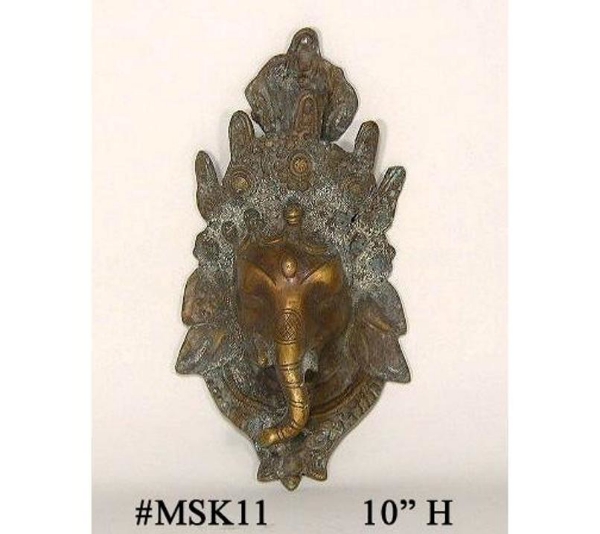 Picture of Brass Wall Mask of Lord Ganesha  | 5"Wx10"H |  Item No. MSK11