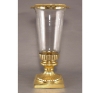 Picture of Brass Candle Holder Square Base with Clear Glass Shade and Decorative Ring | 7.5"Dx16"H |  Item No. 19014