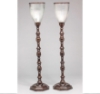 Picture of Bronze Patina on Brass Candle Holders & Fluted Clear Glass Shades Set/2  | 8"Wx40"H |  Item No. K76194