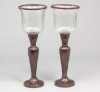 Picture of Bronze Patina on Brass Candle Holders Fluted & Fluted Clear Glass Shades Set/2  | 7"Dx21"H |  Item No. K76198