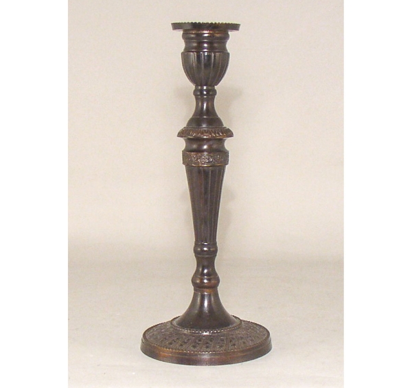Picture of Bronze Patina on Brass Candle Holder Round Embossed  | 4.25"Dx10"H |  Item No. K76558