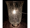 Picture of Bronze Patina Finish on brass Candle Holder  with Crackle Glass Shade   | 8.5"Dx29"H |  Item No. K76419