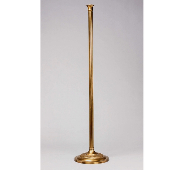 Picture of Antique Gold Patina Finish on brass Candle Holder for Aisle with 8"Dia Brass Tray  | 12"Dx54"H |  Item No. K37402