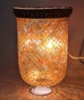 Picture of Antique Gold Patina Finish on Brass Candle Holder Round with Gold Mosaic Shade  | 8"Dx28"H |  Item No. K37502