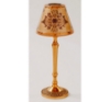 Picture of Gold Candle Lamp has Candle Holder, Glass Votive & Printed Glass Shade | 6"Dx15.5"H |  Item No. 99636
