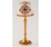Picture of White Candle Lamp has Candle Holder, Glass Votive & Printed Glass Shade | 6"Dx15.5"H |  Item No. 99637