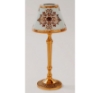 Picture of Blue Candle Lamp has Candle Holder, Glass Votive & Printed Glass Shade | 6"Dx15.5"H |  Item No. 99638