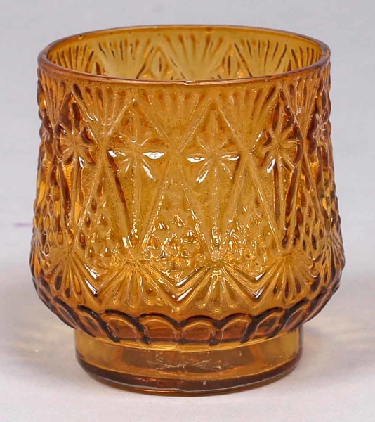 Picture of Votive Candle Holder Amber Glass Embossed Set/3 | 3"Dx3.5"H |  Item No. K16072
