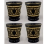 Picture of Votive Candle Holder Black Glass with Gold Print Ring Base Set of 4  | 3"Dx3.5"H | Item No. 73207