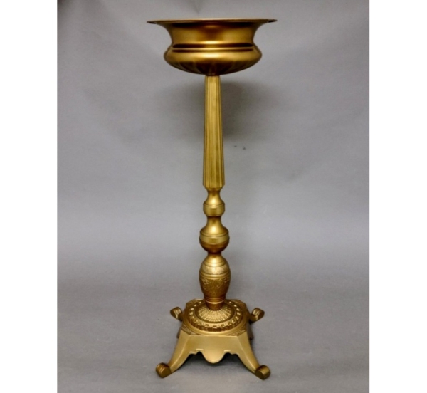 Picture of SOLD Antique Gold Finish on Aluminum Floral Stand Square Base Centerpiece  | 10"D x 29.5"H | Item No. 51427