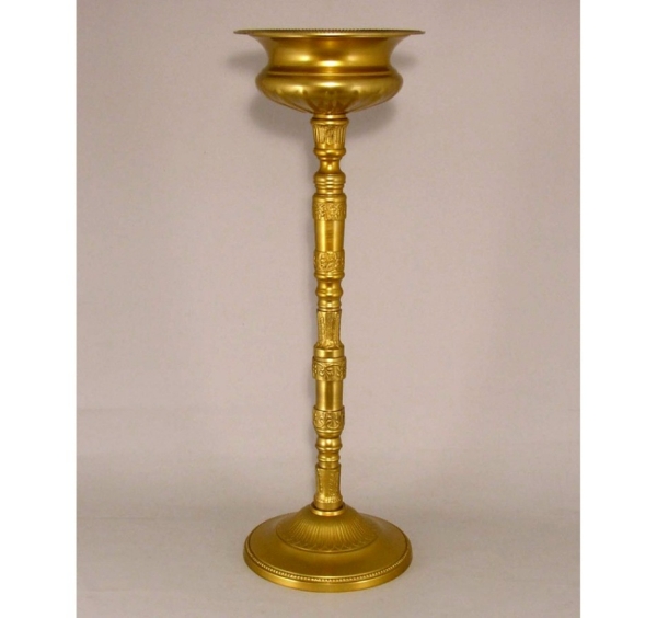 Picture of Antique Gold Finish on Aluminum Floral Stand Round Base Embossed  | 10"D x 29.5"H | Item No. 51426