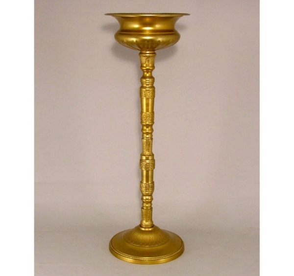 Picture of SOLD Antique Gold Finish on Aluminum Floral Stand Round Base Embossed  | 10"D x 29.5"H | Item No. 51426
