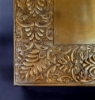 Picture of IMPERFECT | 18" Antique Gold Cake Stand Square Embossed | 18" Sq x 4.5" H | Item No. 37722X