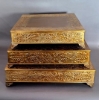 Picture of IMPERFECT | 18" Antique Gold Cake Stand Square Embossed | 18" Sq x 4.5" H | Item No. 37722X