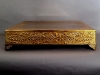 Picture of Antique Gold Cake Stand Square Embossed | 24"W x 5.5"H |  Item No.37724X Small Flaws