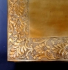 Picture of Antique Gold Cake Stand Square Embossed | 24"W x 5.5"H |  Item No.37724X Small Flaws