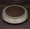 Picture of Mosaic on Metal Cake Stand  Silver Finish Engraved with Mirror Top  | 18"D x 4"H |  Item No. 23299