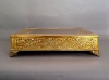 Picture of Antique Gold Finish on Metal Cake Stand Square Embossed Top Border and Side | 18"Sqx4.5"H |  Item No. 37722