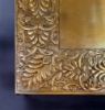 Picture of Antique Gold Finish on Metal Cake Stand Square Embossed Top Border and Side | 21"Sqx5"H |  Item No. 37723
