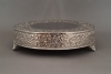 Picture of 16" Nickel Plated Round Embossed Metal Cake Stand| 16" Dia x 4.25" H | Item No. 79717