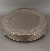 Picture of Nickel Plated on Metal Cake Stand Round Embossed Top Border and Side | 21"Dx5"H |  Item No. 79719