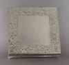 Picture of Nickel Plated on Metal Cake Stand Square Embossed Top Border and Side | 18"Sqx5.5"H |  Item No. 79722
