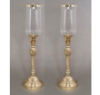 Picture of Brass Candle Holder  with Clear Glass Shade Set/2 | 5.5"Dx19.5"H |  Item No. 05769