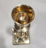 Picture of Brass Candle Holder Square Base Clear Glass Shade + Ring Set/2  | 4.5"W  17.5"H |  Item No. 11075
