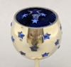 Picture of Set/3 Brass Votive Holder Star Cutouts with Blue Glass Liner | 3"D, 6"-7.5"-9"H| Item No. 90506S