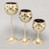 Picture of Set/3 Brass Votive Holder Heart Cutouts with Red Glass Liner | 3"D, 6"-7.5"-9"H| Item No. 90507S