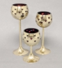 Picture of Set/3 Brass Votive Holder Heart Cutouts with Red Glass Liner | 3"D, 6"-7.5"-9"H| Item No. 90507S