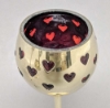 Picture of Set/3 Brass Votive Holder Heart Cutouts with Red Glass Liner | 3"D, 6"-7.5"-9"H| Item No. 90507S