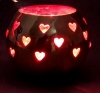 Picture of Set/3 Brass Votive Holder Heart Cutouts with Red Glass Liner | 3"D, 6"-7.5"-9"H| Item No. 90507S