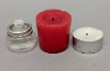 Picture of 3"D X 6-7.5-9"H  Votive Holder Heart Cut Brass Ball on Stand Red Glass Liner Set/3  Item No. 90507S