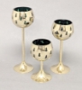Picture of Set/3 Brass Votive Holder Tree Cutouts with Green Glass Liner | 3"D, 6"-7.5"-9"H| Item No. 90508S