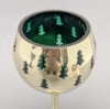 Picture of Set/3 Brass Votive Holder Tree Cutouts with Green Glass Liner | 3"D, 6"-7.5"-9"H| Item No. 90508S