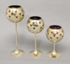 Picture of 4"D X 6-9-11"H  Votive Holder Heart Cut Brass Ball on Stand Red Glass Liner Set/3   Item No. 90516S