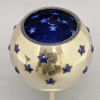 Picture of Set/3 Brass Votive Holder Star Cutouts with Blue Glass Liner | 4"D, 6"-9"-11"H | Item No. 90515S