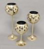 Picture of Set/3 Brass Votive Holder Tree Cutouts with Green Glass Liner | 4"D, 6"-9"-11"H | Item No. 90517S