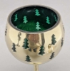 Picture of Set/3 Brass Votive Holder Tree Cutouts with Green Glass Liner | 4"D, 6"-9"-11"H | Item No. 90517S