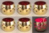 Picture of 3"D x 2.5"H  Votive Candle Holder Perforated Brass Ball Lined with Red Glass Set of 6   Item No.90501