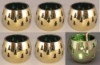 Picture of Set/6 Brass Votive Holder Tree Cutouts with Green Glass Liner | 3"Dx2.5"H | Item No. 90502