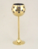 Picture of 3"D x 9"H  Votive Holder Perforated Brass Ball on Stand with Blue Glass Liner Set of 2 Item No. 90512