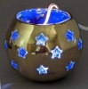 Picture of Set/4 Brass Votive Holder Star Cutouts with Blue Glass Liner | 3"Dx9"H | Item No. 90512