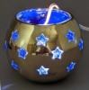 Picture of Set/4 Brass Votive Holder Star Cutouts with Blue Glass Liner | 4"Dx9"H | Item No. 90518
