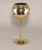 Picture of 4"D x 9"H  Votive Holder Perforated Brass Ball on Stand with Blue Glass Liner Set of 2  Item No. 90518